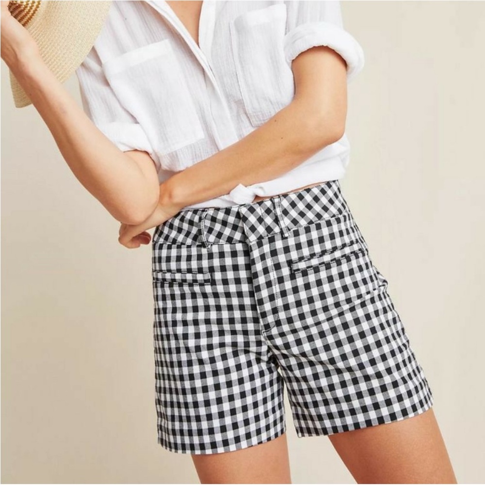 Anthropologie Black and White Gingham Shorts